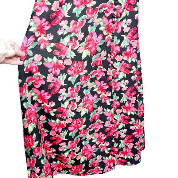 NWT Alexia Admor NY Womens Black Floral Flutter Sleeve Midi Dress High Slit - Picture 7 of 16